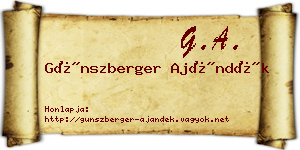 Günszberger Ajándék névjegykártya